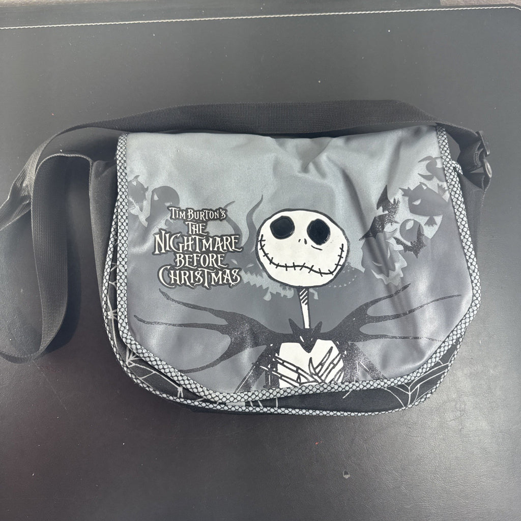 Black Disney Nightmare Before Christmas Jack Skellington messenger laptop bag in large size.