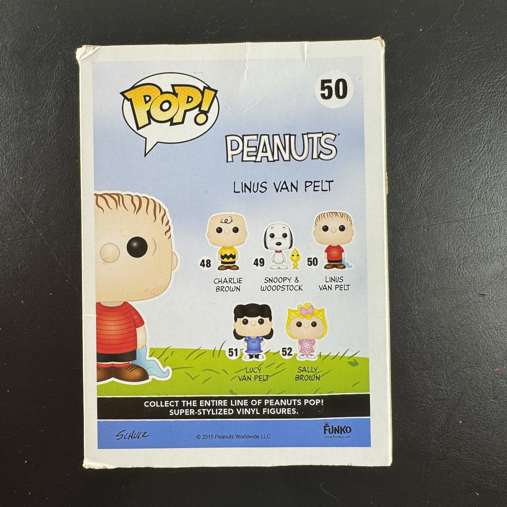 Funko Pop! Peanuts Linus Van Pelt #50 vaulted vinyl figure in original box showing light shelf wear.
