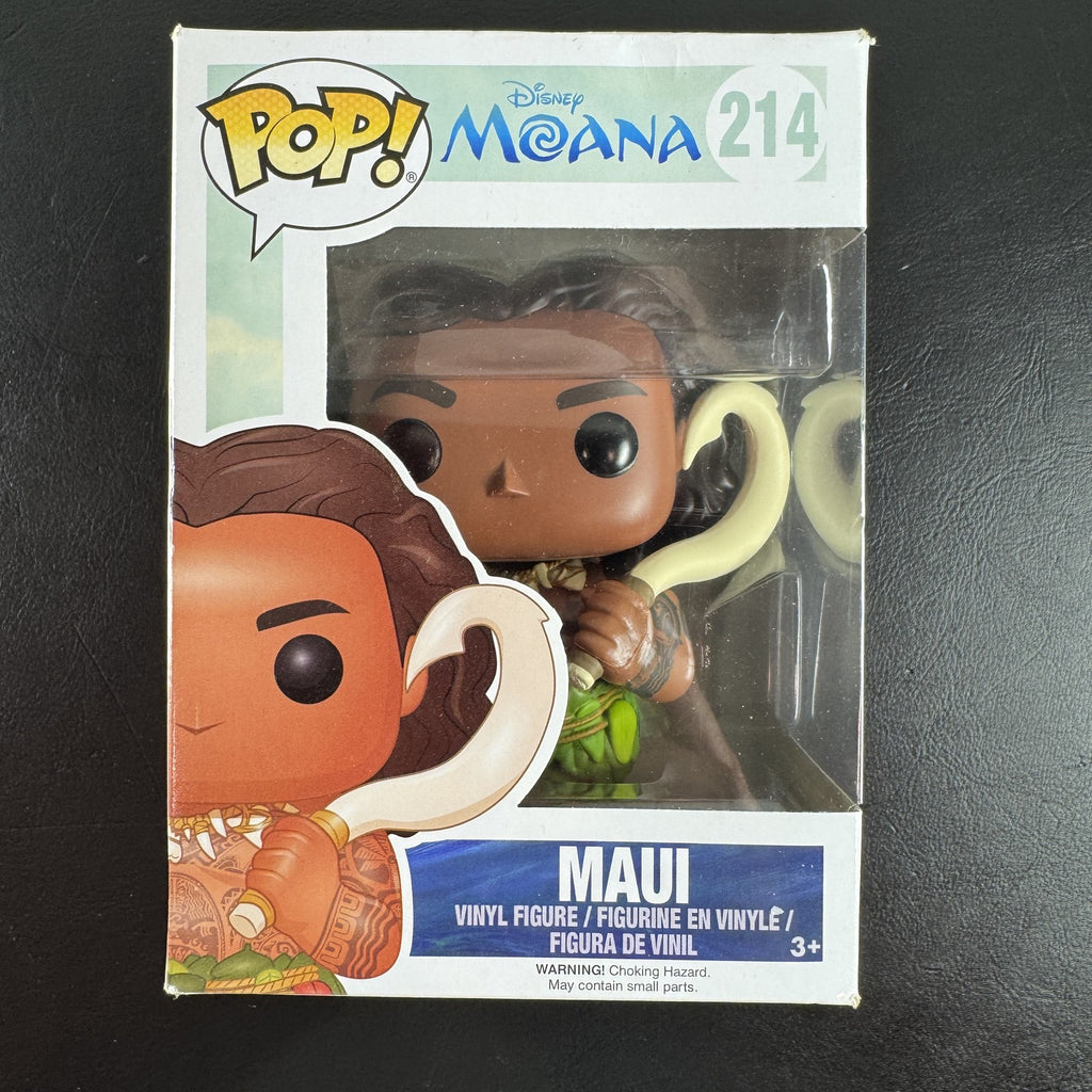 Funko Pop! Disney Moana Maui #214 vinyl figure in original window box packaging.