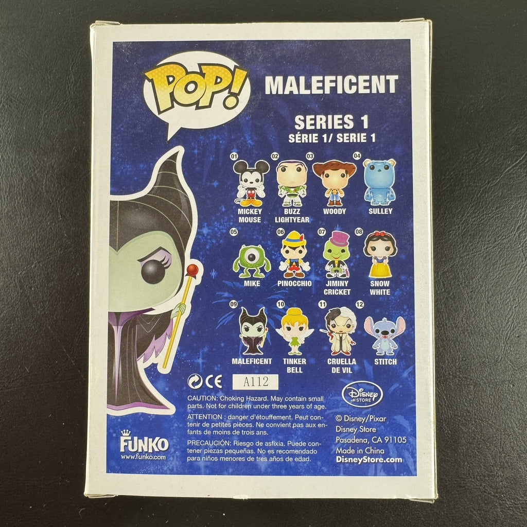 Vaulted Funko Pop! Disney Maleficent #09 vinyl figure in original Disney Store packaging.