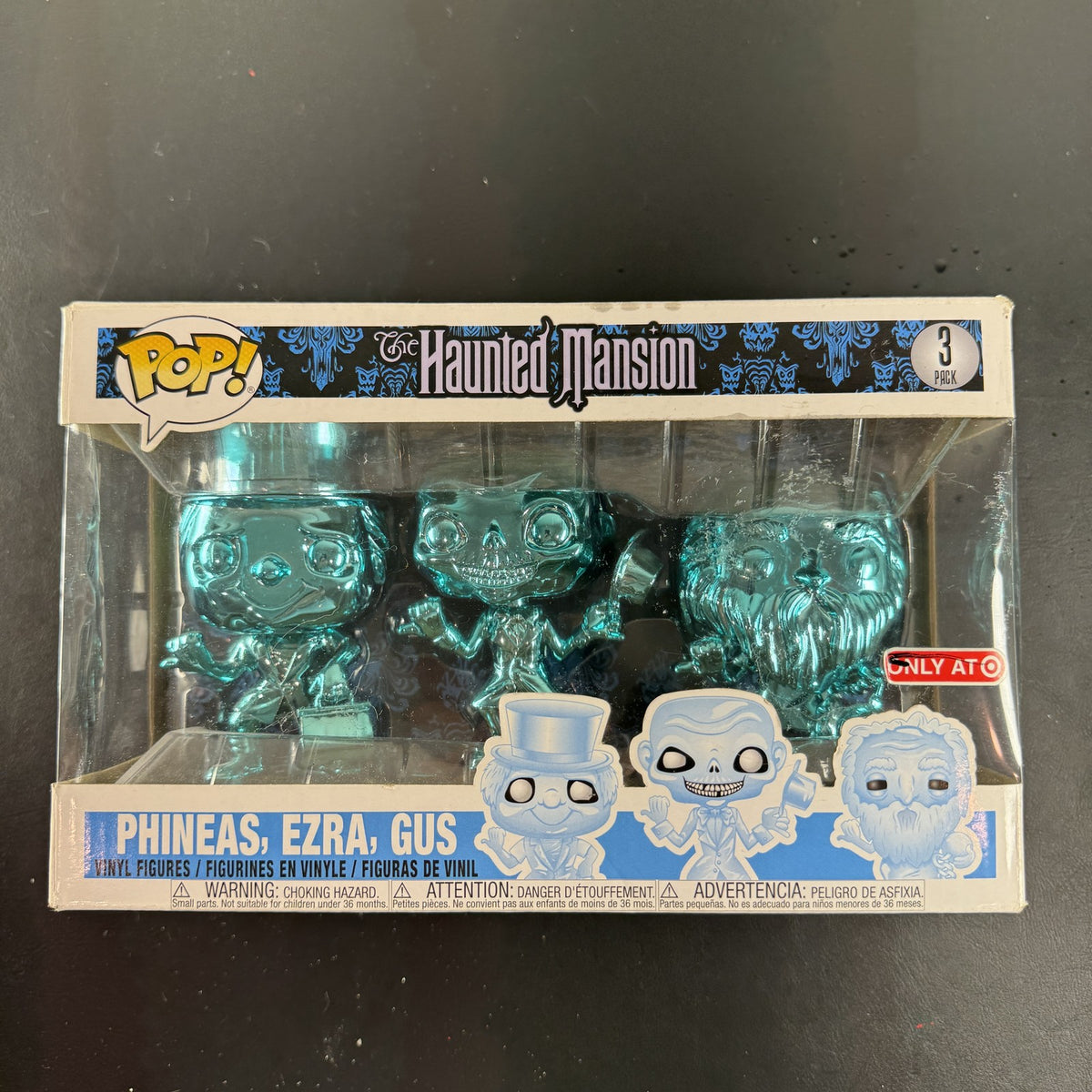 Funko Pop Disney Haunted Mansion Hitchhiking Ghosts 3-Pack Blue Chrome Target Exclusive in original box