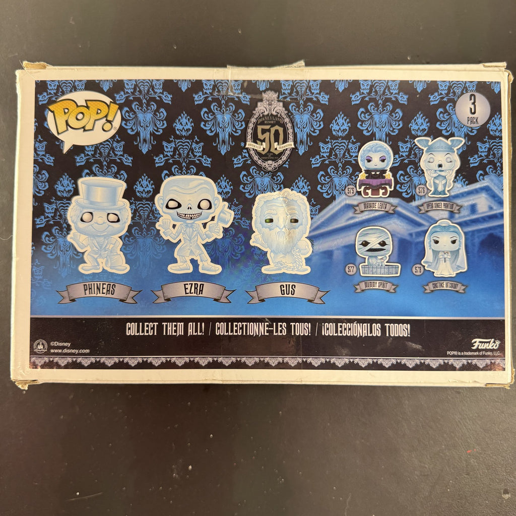 Funko Pop Disney Haunted Mansion Hitchhiking Ghosts 3-Pack Blue Chrome Target Exclusive in original box