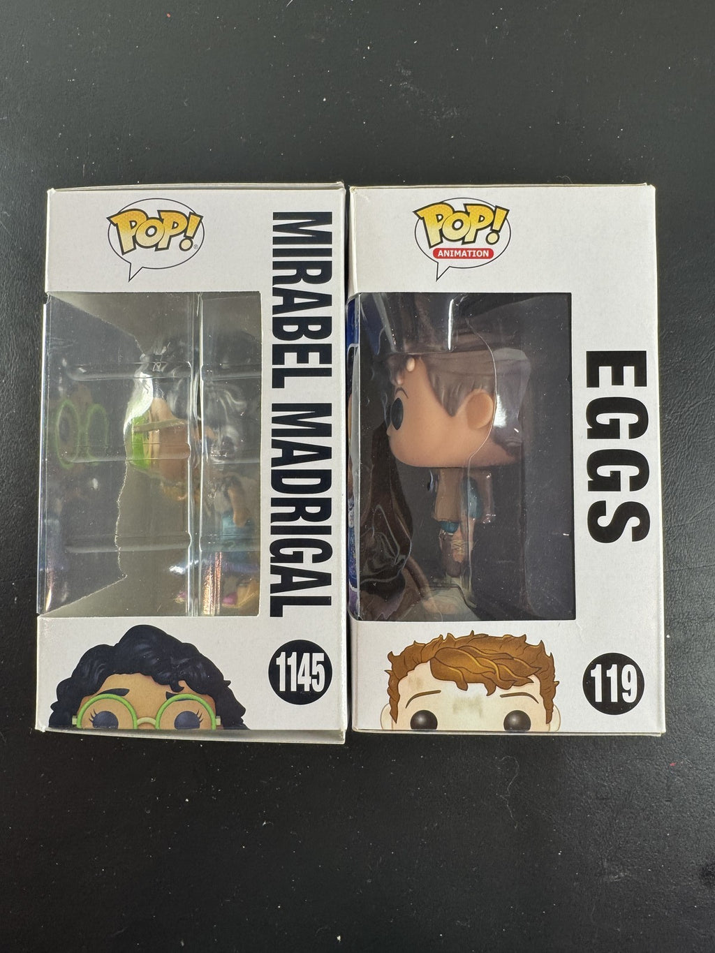 Funko Pop 2-pack set featuring Disney Encanto Mirabel #1145 and Laika The Boxtrolls Eggs #119 vinyl figures in boxes.