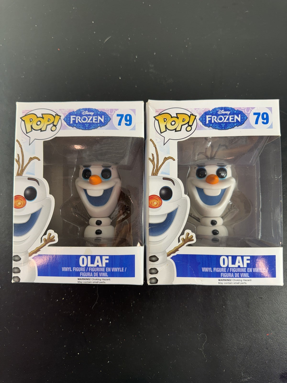 Set of two Funko Pop! Disney Frozen Olaf #79 vinyl figures in original boxes
