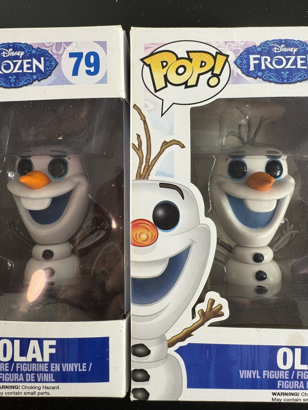 Set of two Funko Pop! Disney Frozen Olaf #79 vinyl figures in original boxes