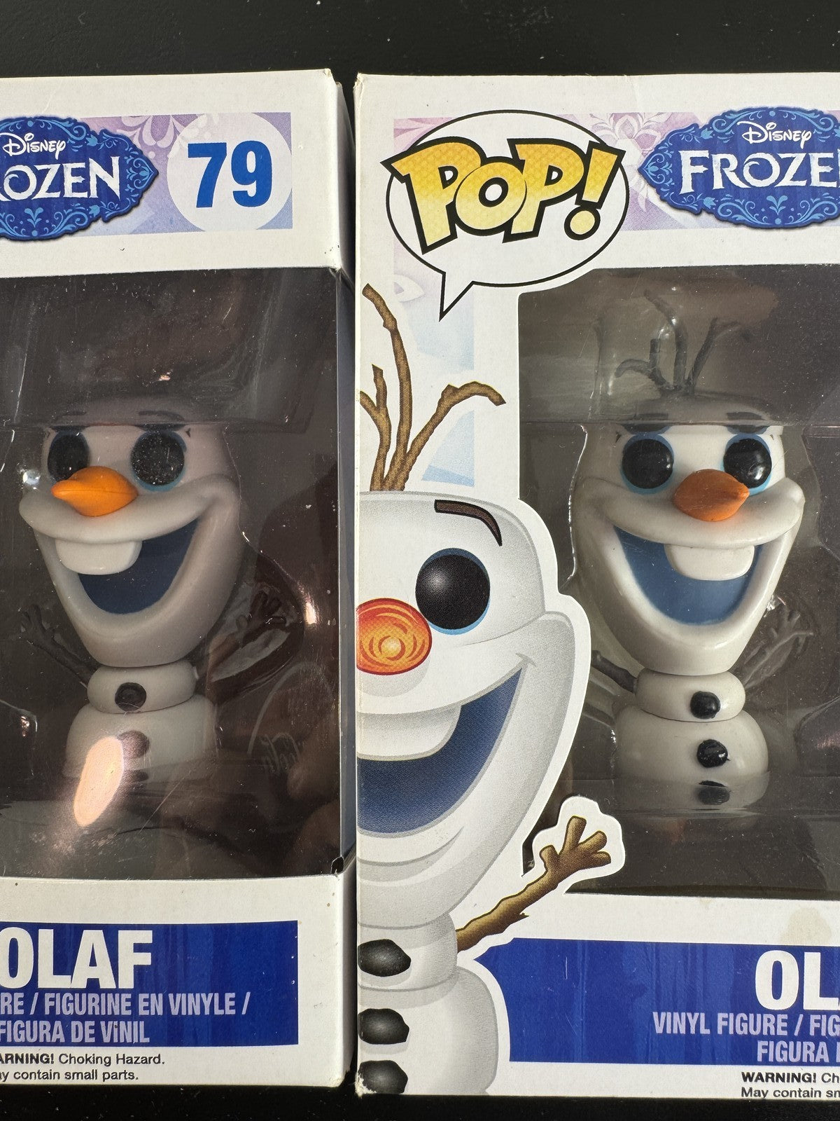 Set of two Funko Pop! Disney Frozen Olaf #79 vinyl figures in original boxes