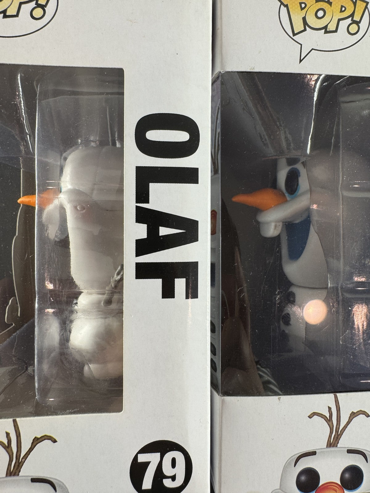 Set of two Funko Pop! Disney Frozen Olaf #79 vinyl figures in original boxes