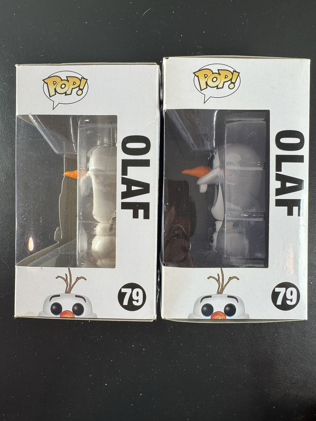 Set of two Funko Pop! Disney Frozen Olaf #79 vinyl figures in original boxes