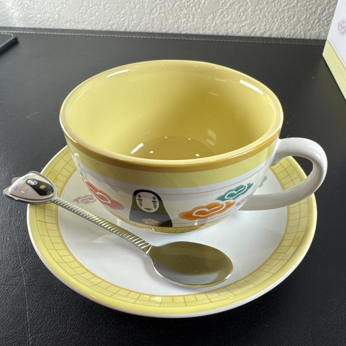 Studio Ghibli Spirited Away No-Face multicolor ceramic teacup and matching spoon set brand new in original box