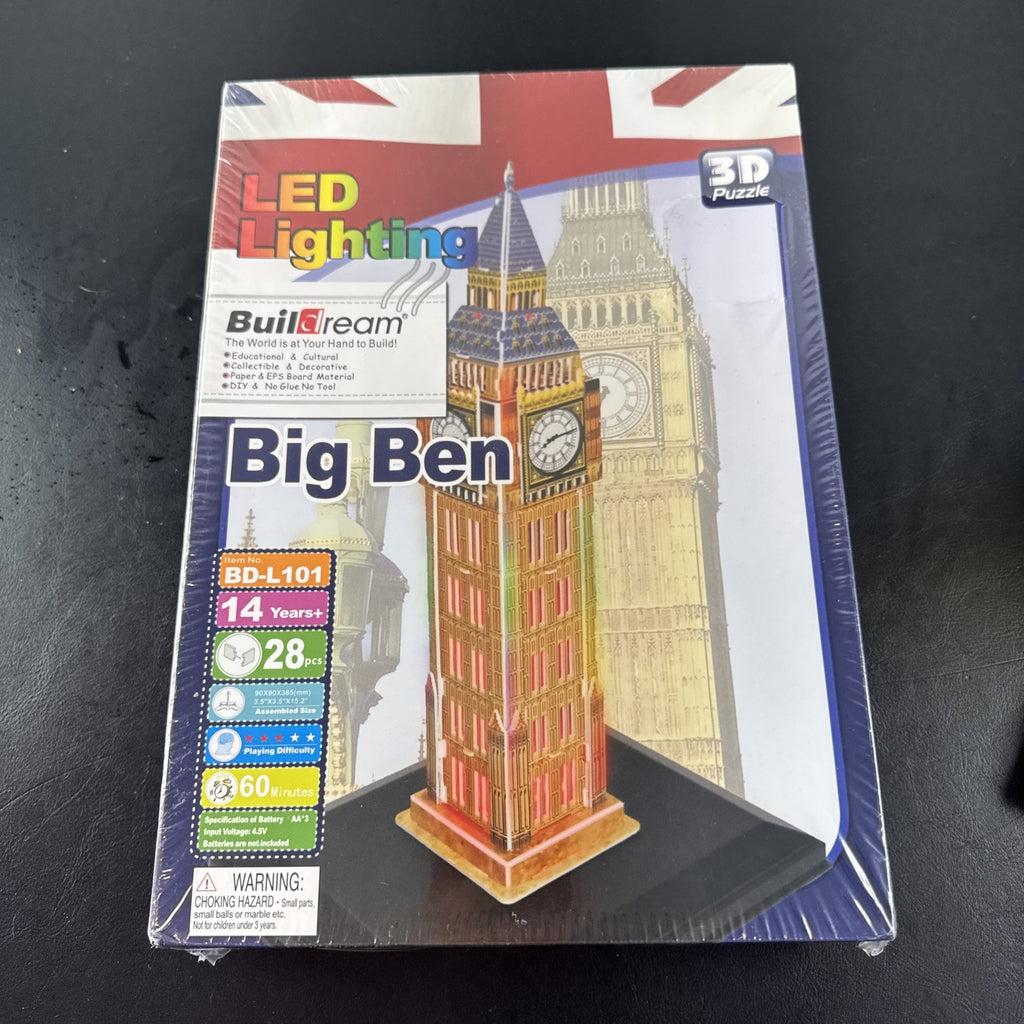 Sealed Buildream Big Ben 3D puzzle kit with LED lighting model BD-L101