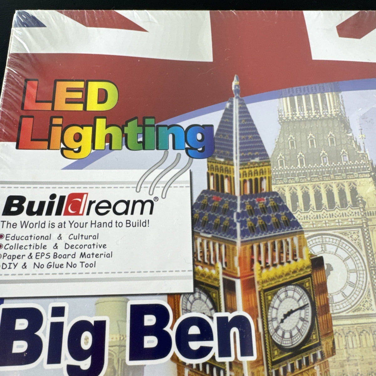 Sealed Buildream Big Ben 3D puzzle kit with LED lighting model BD-L101