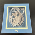 Wedgwood white porcelain angel Christmas ornament in original blue presentation box with branded ribbon