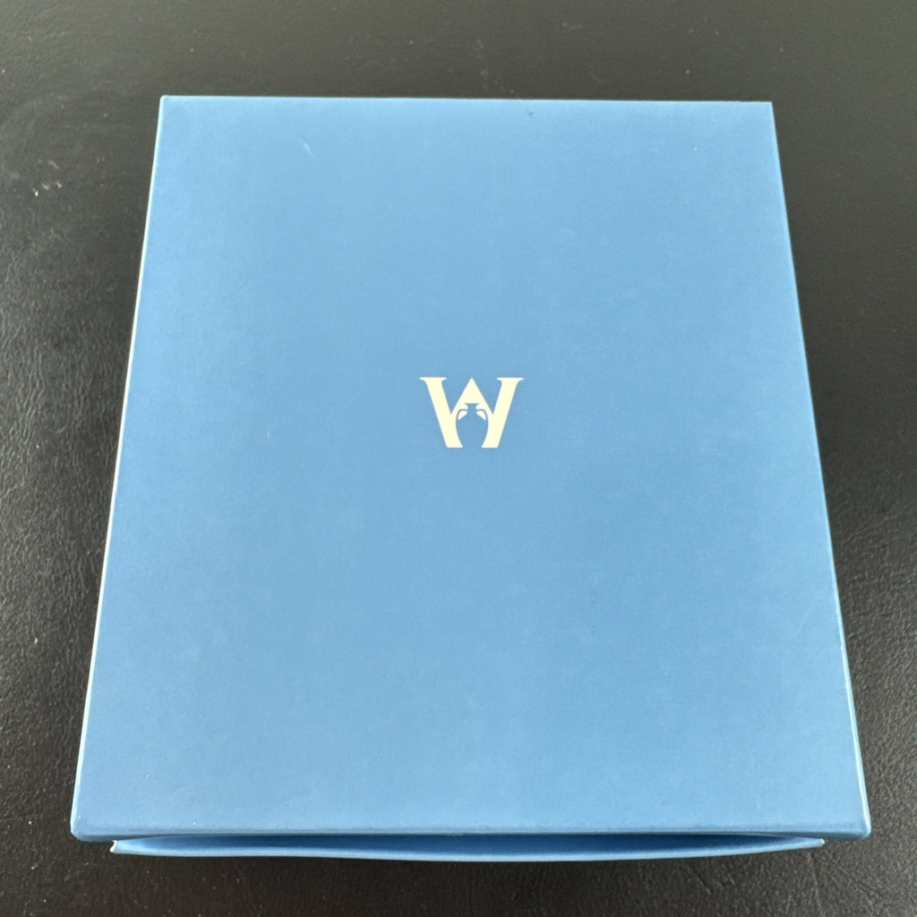 Wedgwood white porcelain angel Christmas ornament in original blue presentation box with branded ribbon