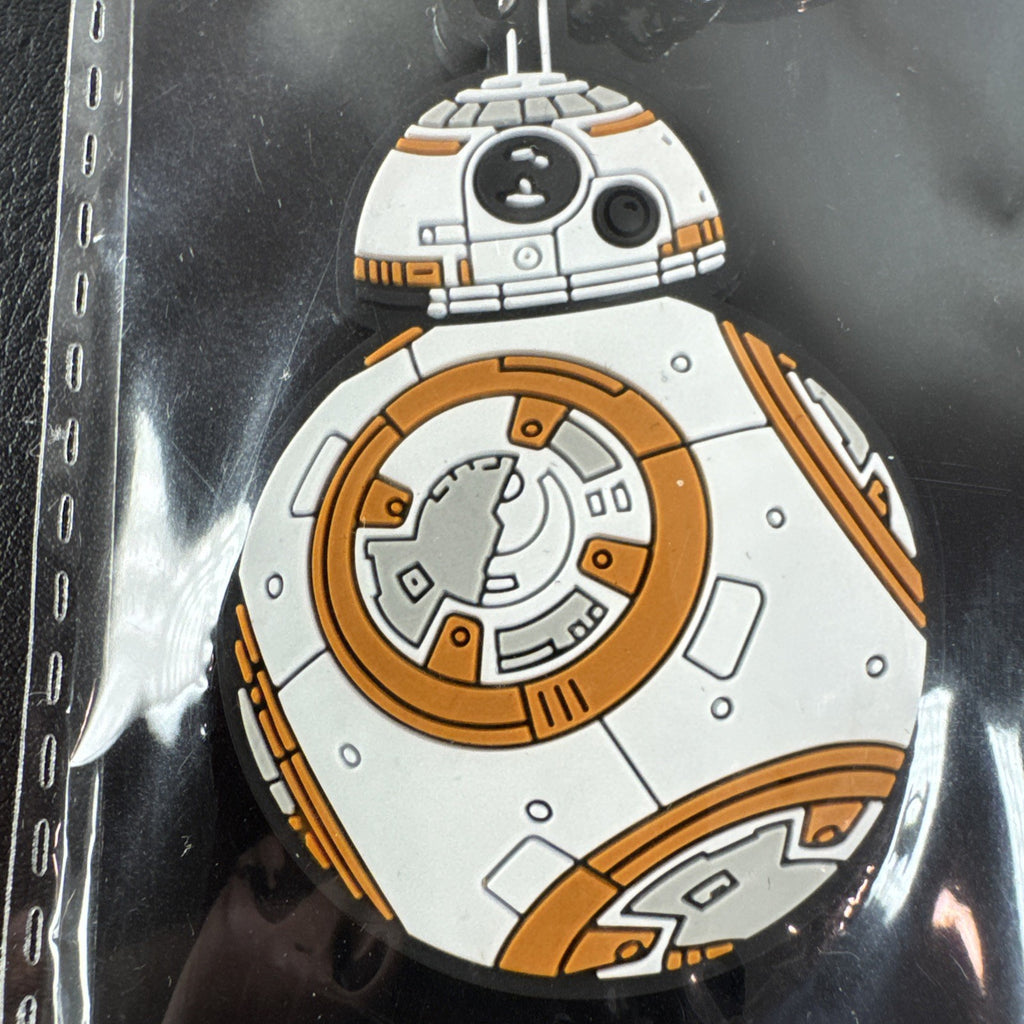 Sealed Star Wars The Last Jedi BB-8 rubber keychain in original packaging with metal ring and backing card.