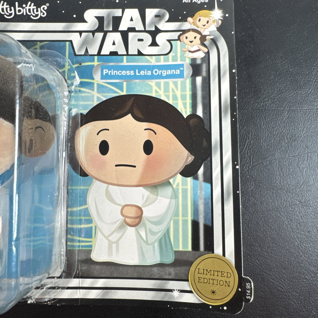 Hallmark itty bittys Star Wars Princess Leia Organa plush fabric figurine in white, brown, and black.