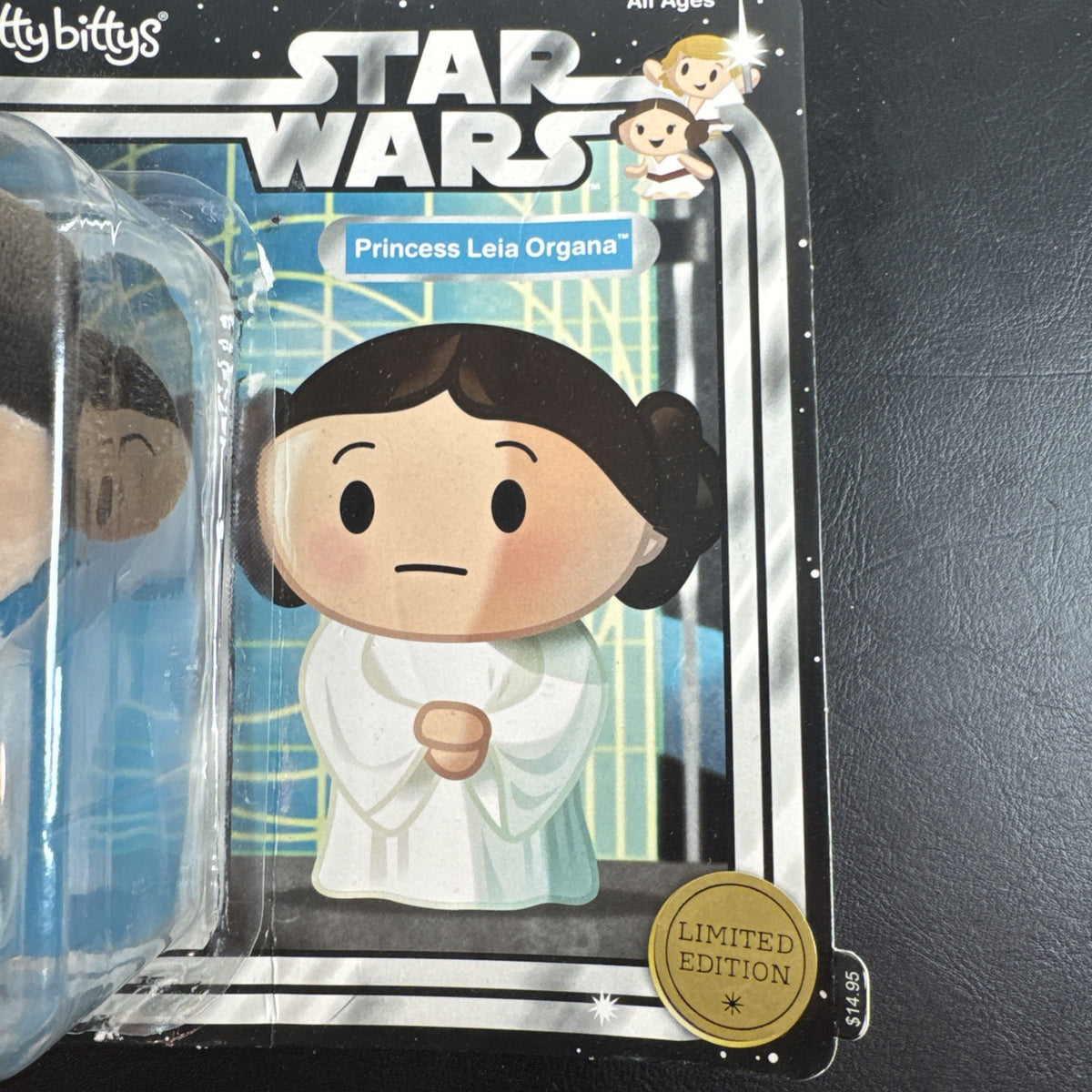 Hallmark itty bittys Star Wars Princess Leia Organa plush fabric figurine in white, brown, and black.