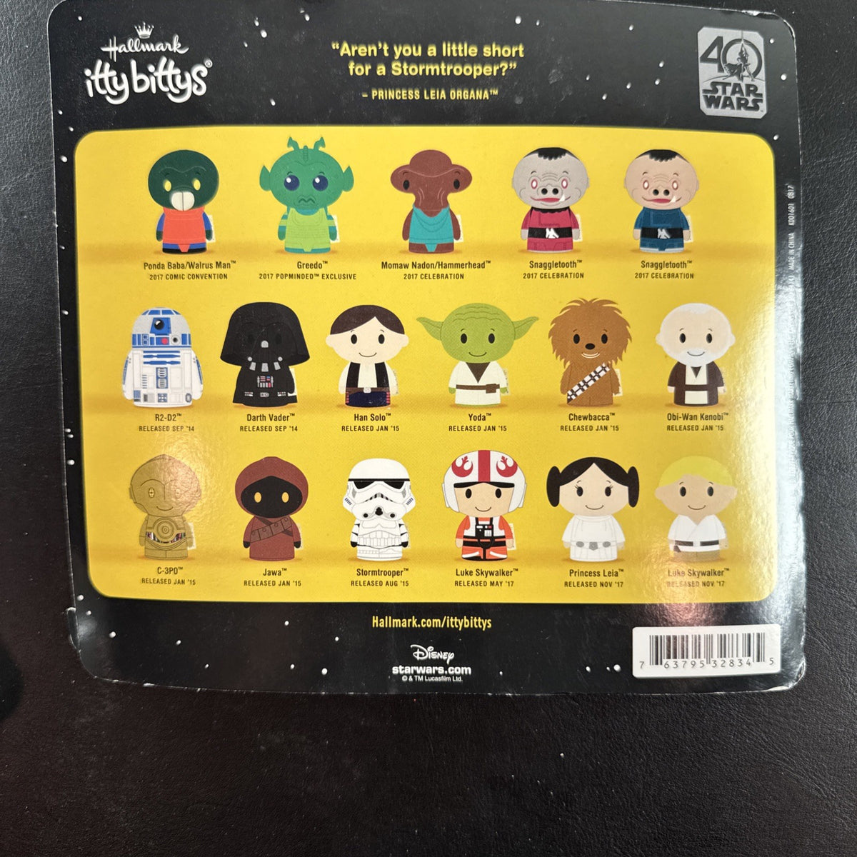 Hallmark itty bittys Star Wars Princess Leia Organa plush fabric figurine in white, brown, and black.