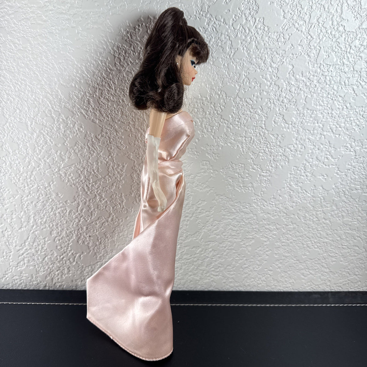 1990 Barbie Enchanted Evening Remake fashion doll featuring a colorful vintage gown design