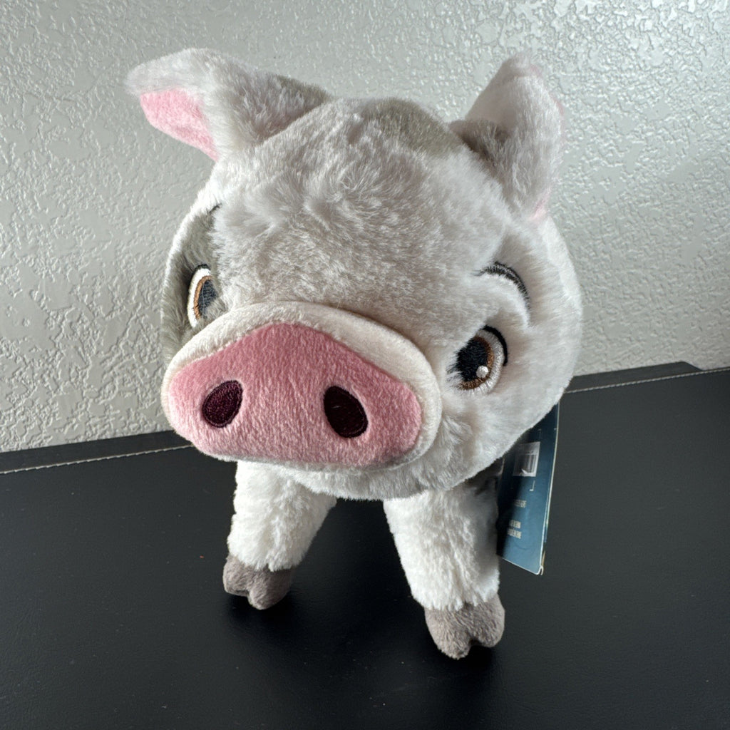 Official Disney Store 10-inch standing Pua pig plush from Moana with original tags attached.