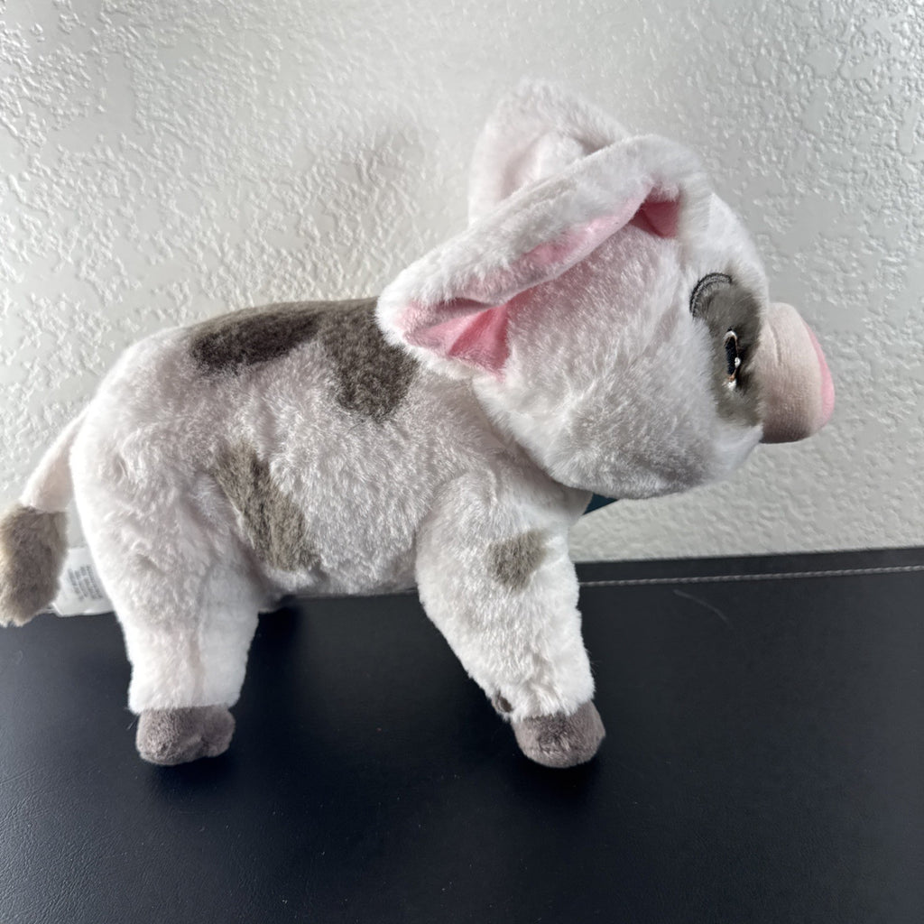 Official Disney Store 10-inch standing Pua pig plush from Moana with original tags attached.