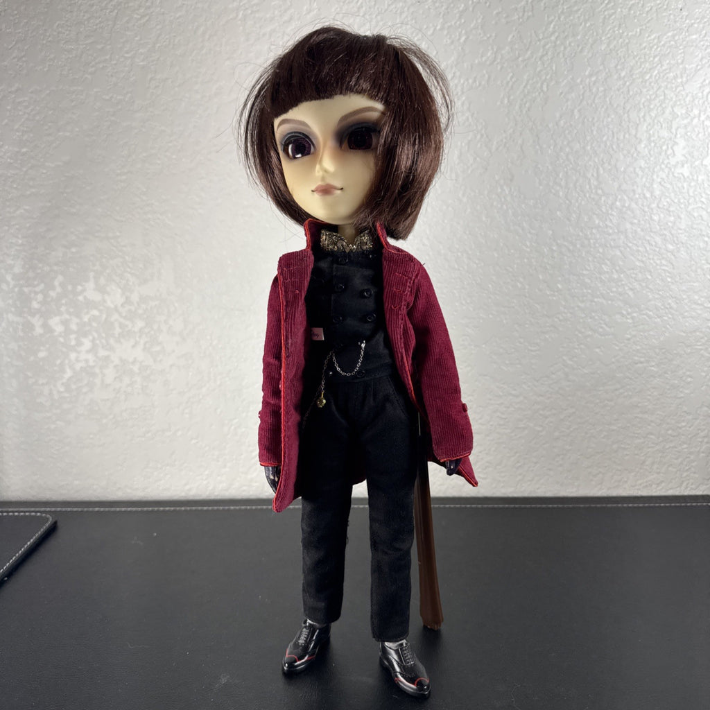 Taeyang Willy Wonka 14-inch loose doll wearing burgundy corduroy coat and holding walking stick