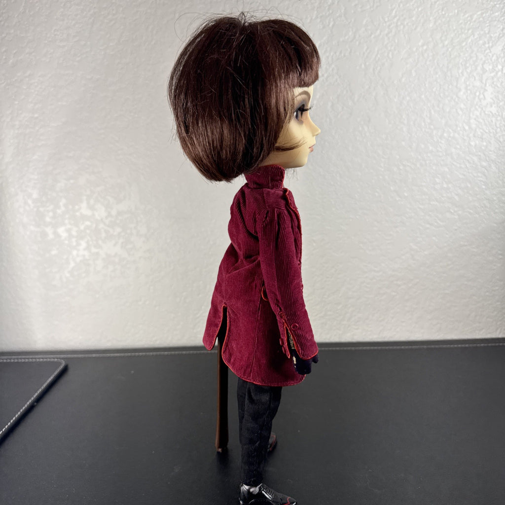 Taeyang Willy Wonka 14-inch loose doll wearing burgundy corduroy coat and holding walking stick