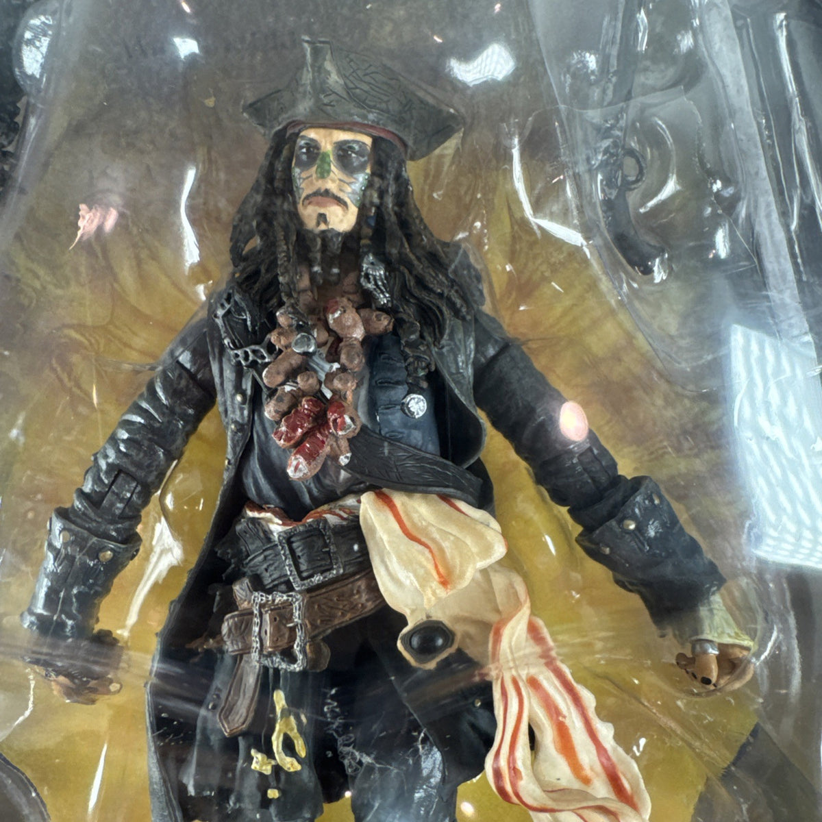 New 2006 Disney Pirates of the Caribbean Dead Man's Chest 7-inch Captain Jack Sparrow action figure with accessories.