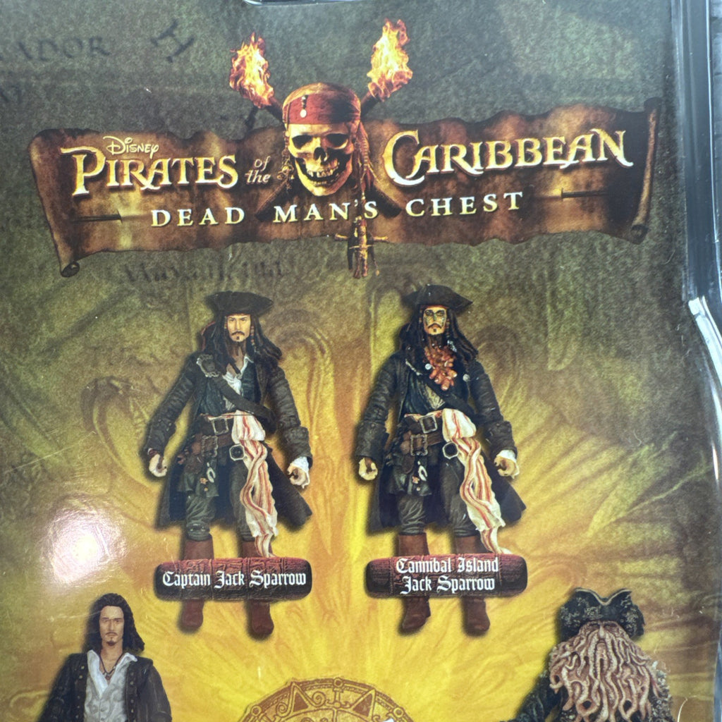 New 2006 Disney Pirates of the Caribbean Dead Man's Chest 7-inch Captain Jack Sparrow action figure with accessories.