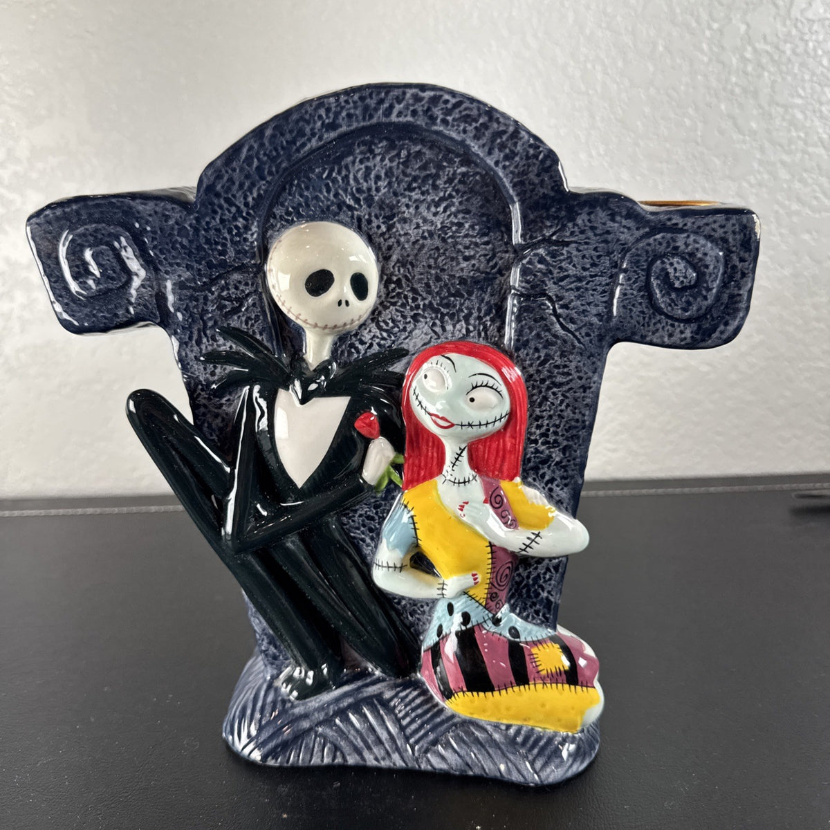 Disney Nightmare Before Christmas 8-inch ceramic candelabra featuring Jack Skellington and Sally.