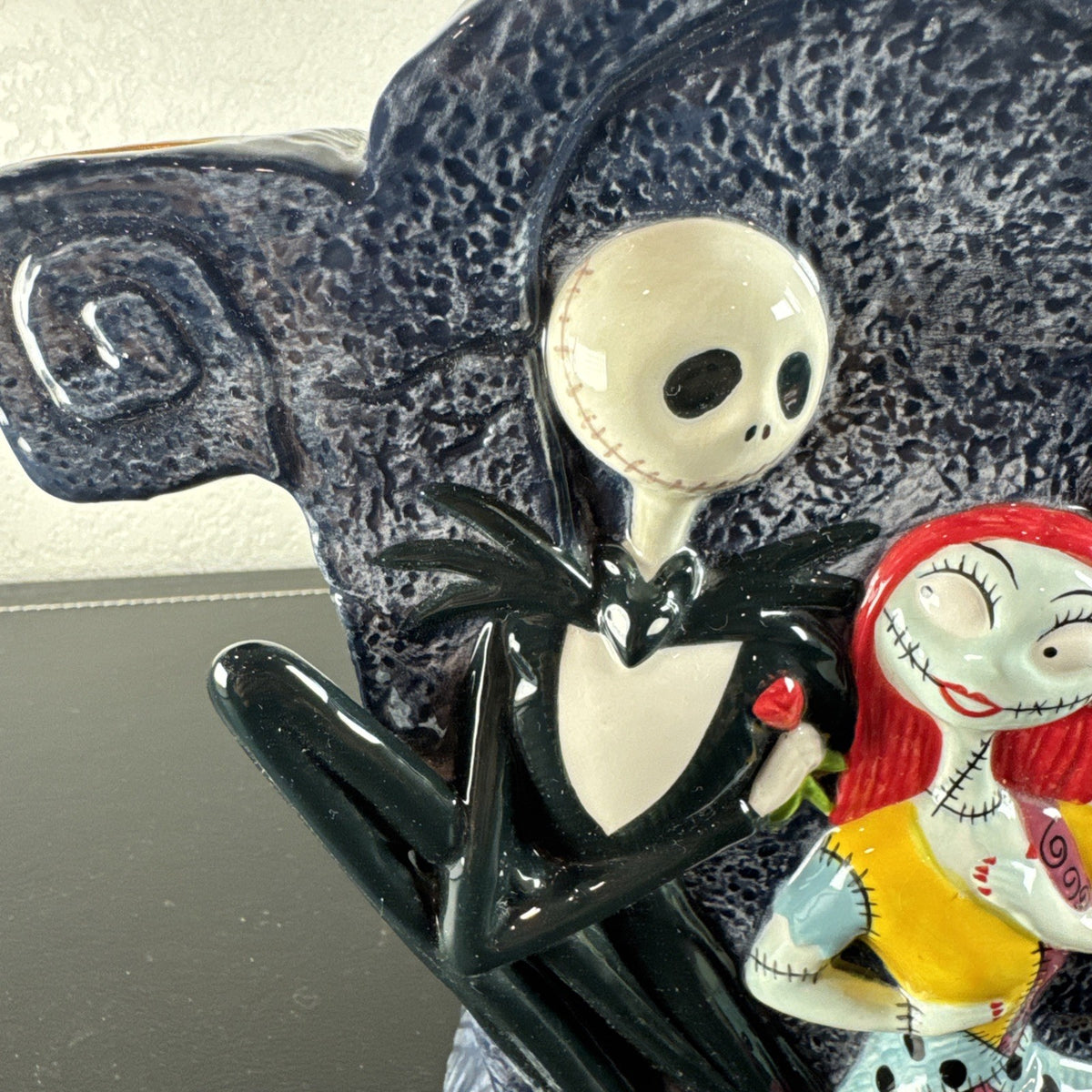 Disney Nightmare Before Christmas 8-inch ceramic candelabra featuring Jack Skellington and Sally.