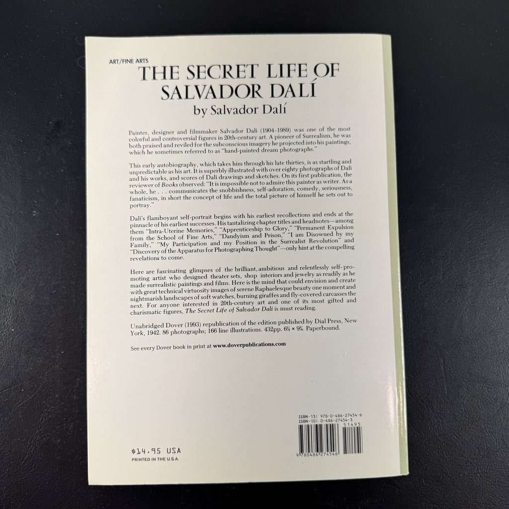Front cover of The Secret Life of Salvador Dalí unabridged paperback book published by Dover Publications