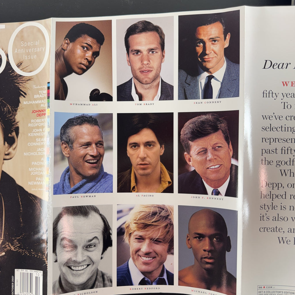 GQ Magazine October 2007 50th Special Anniversary Issue featuring Johnny Depp on the cover