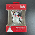 Hallmark 2018 Frosty the Snowman Christmas ornament featuring top hat and scarf in original packaging