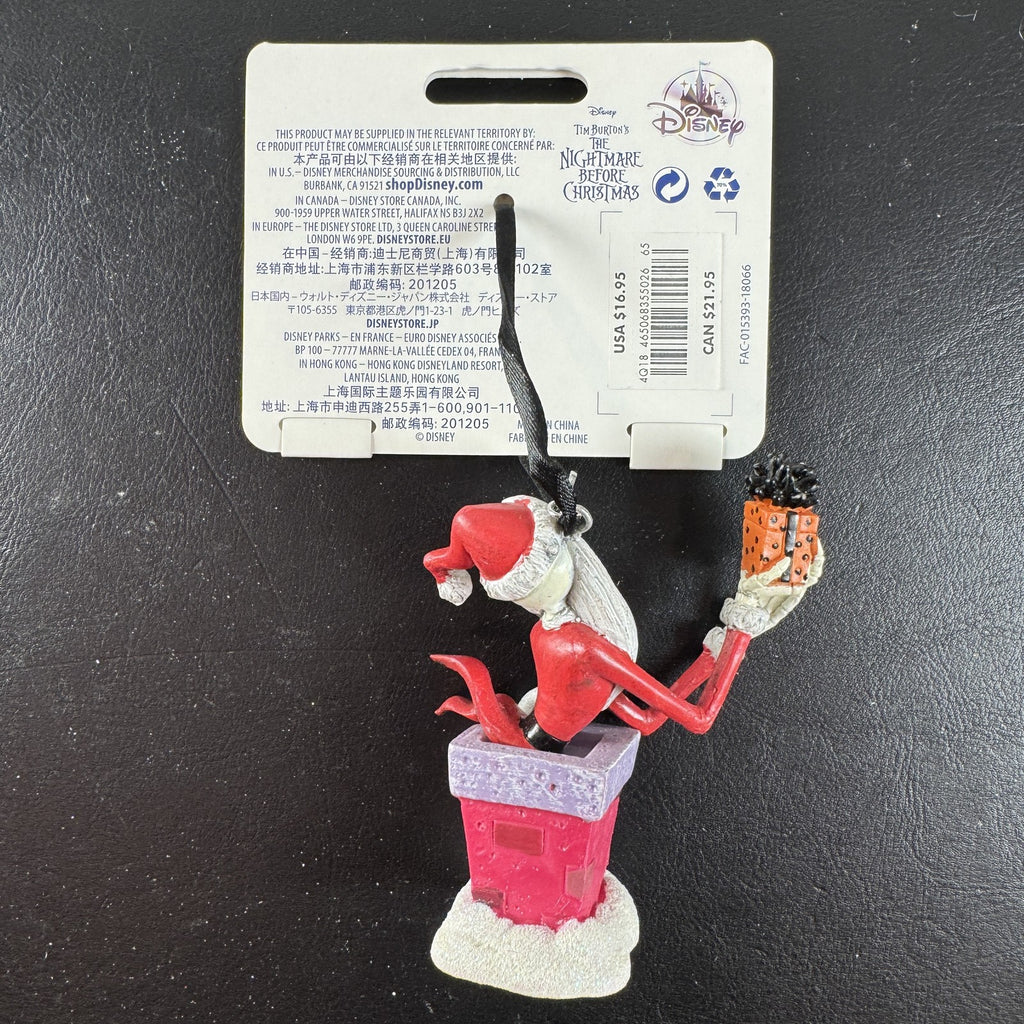 Disney Sketchbook Jack Skellington as Sandy Claws popping out of a chimney ornament with original backing card