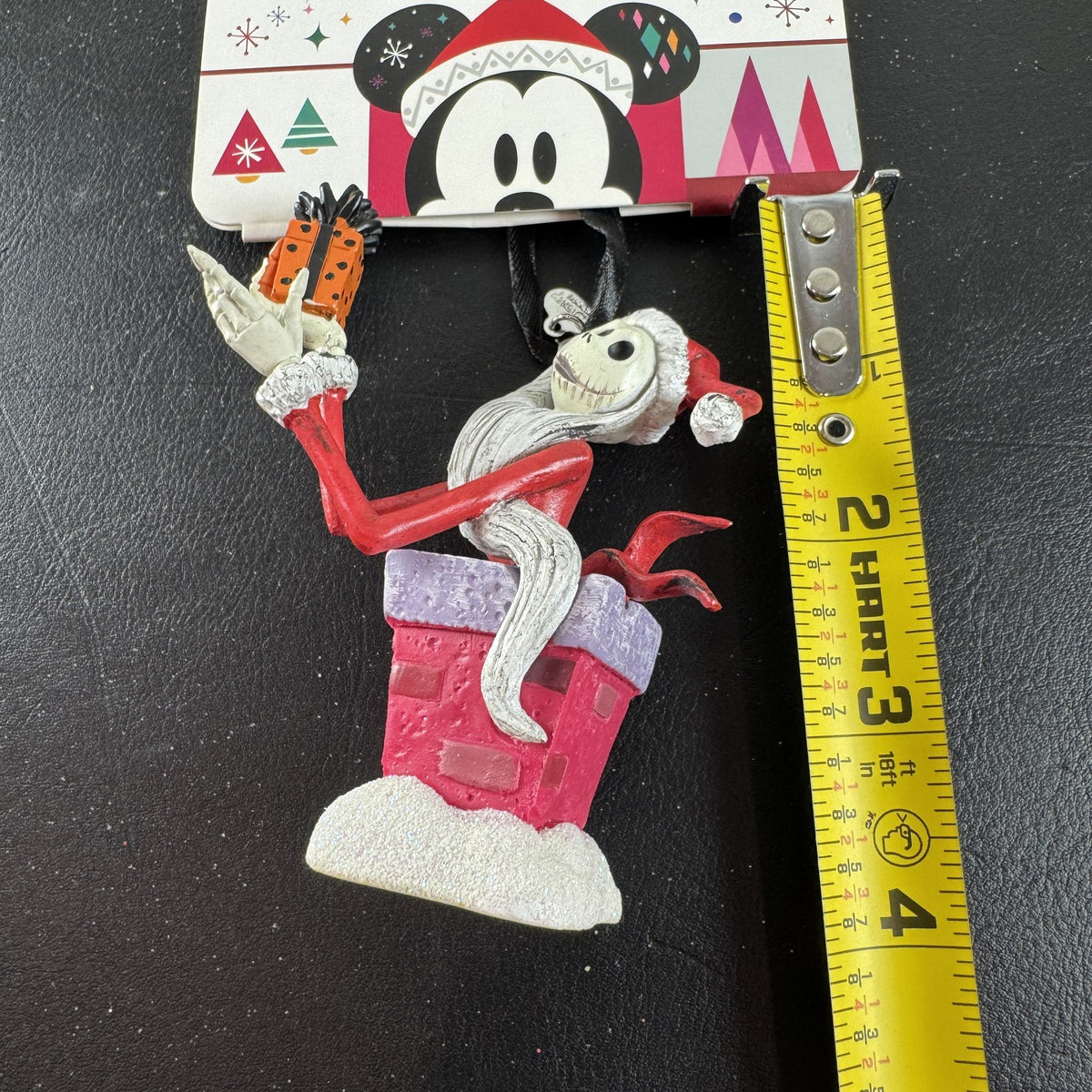 Disney Sketchbook Jack Skellington as Sandy Claws popping out of a chimney ornament with original backing card