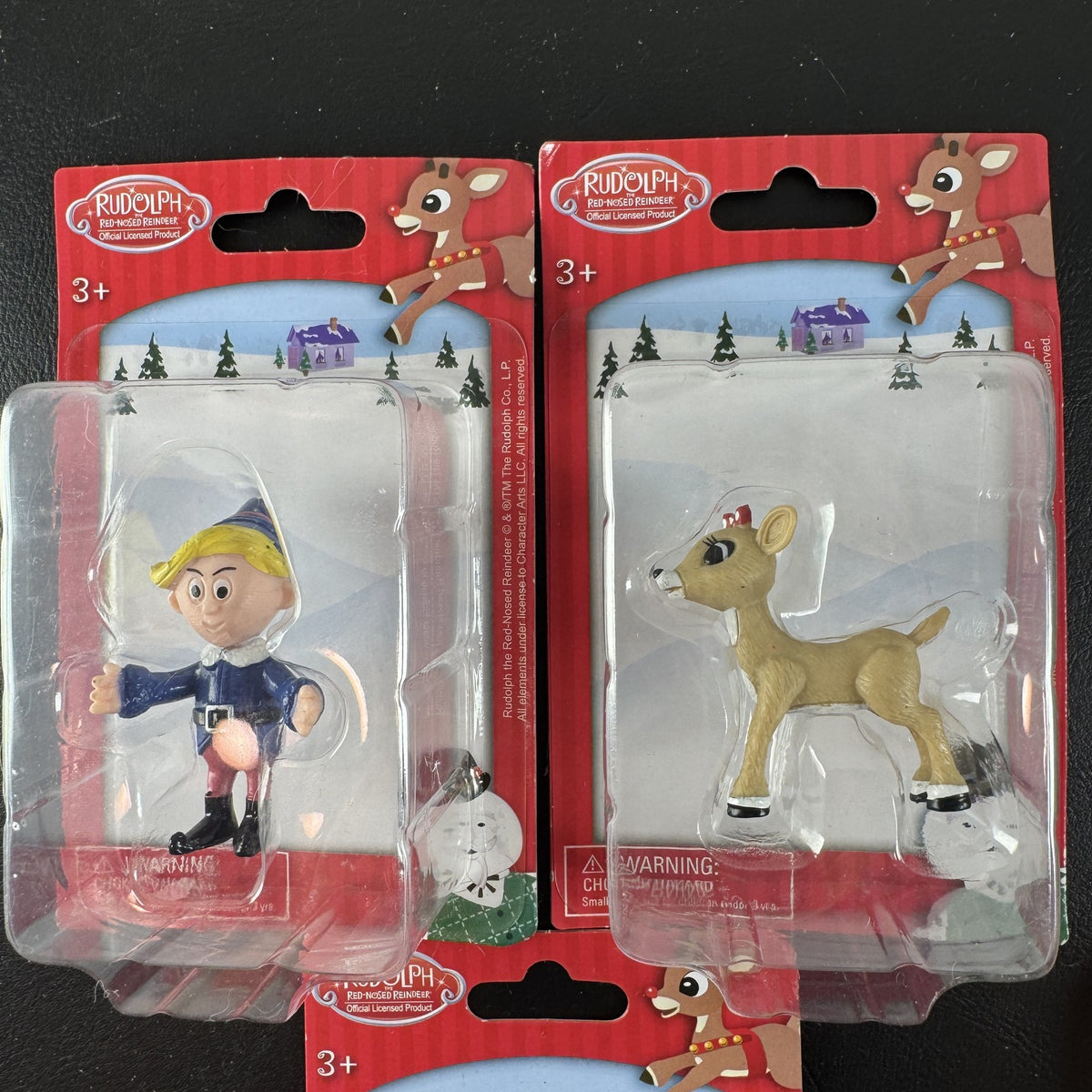 Sealed Rudolph the Red-Nosed Reindeer mini figures set of 3 including Hermey, Clarice, and Bumble.