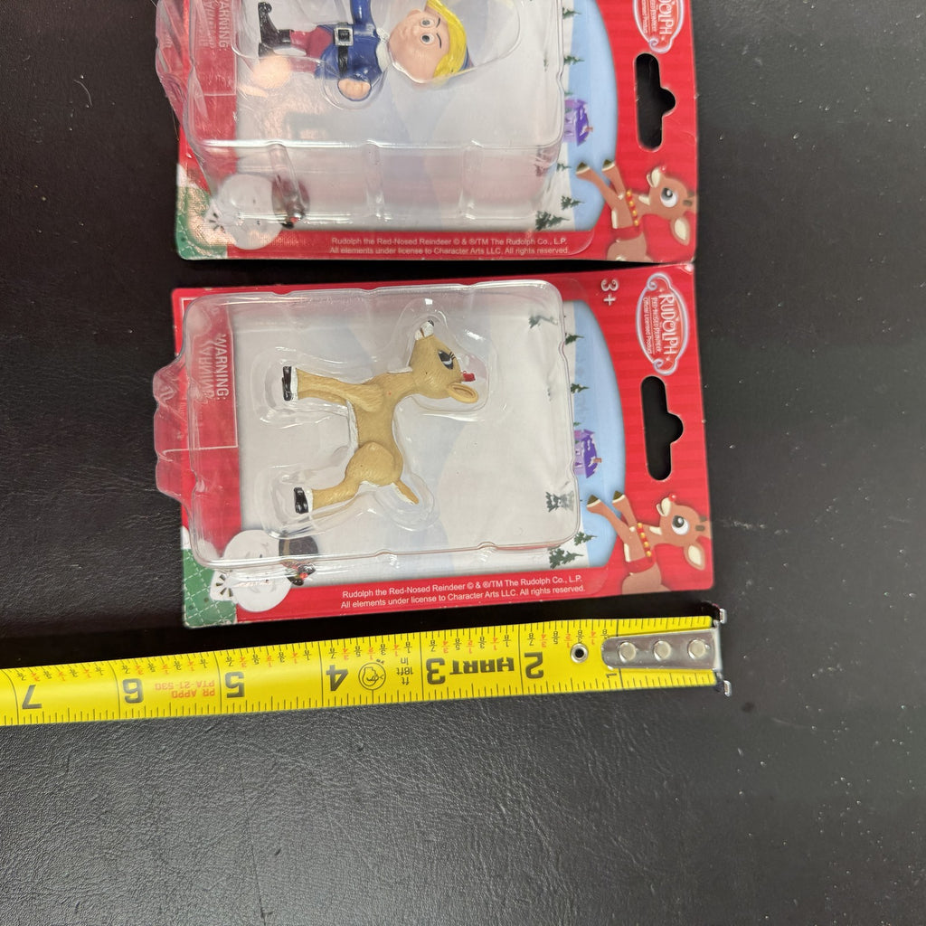Sealed Rudolph the Red-Nosed Reindeer mini figures set of 3 including Hermey, Clarice, and Bumble.