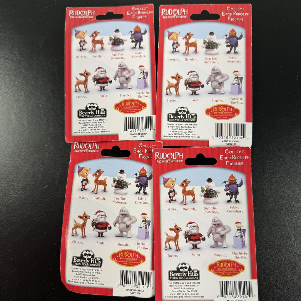 Character Arts Rudolph the Red-Nosed Reindeer set of 4 sealed mini figures including Yukon Cornelius and Sam the Snowman.