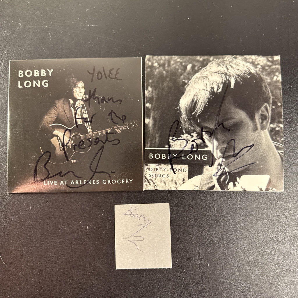 Autographed Bobby Long 2009 CD collection and signed Whisky a Go Go concert ticket stub lot.