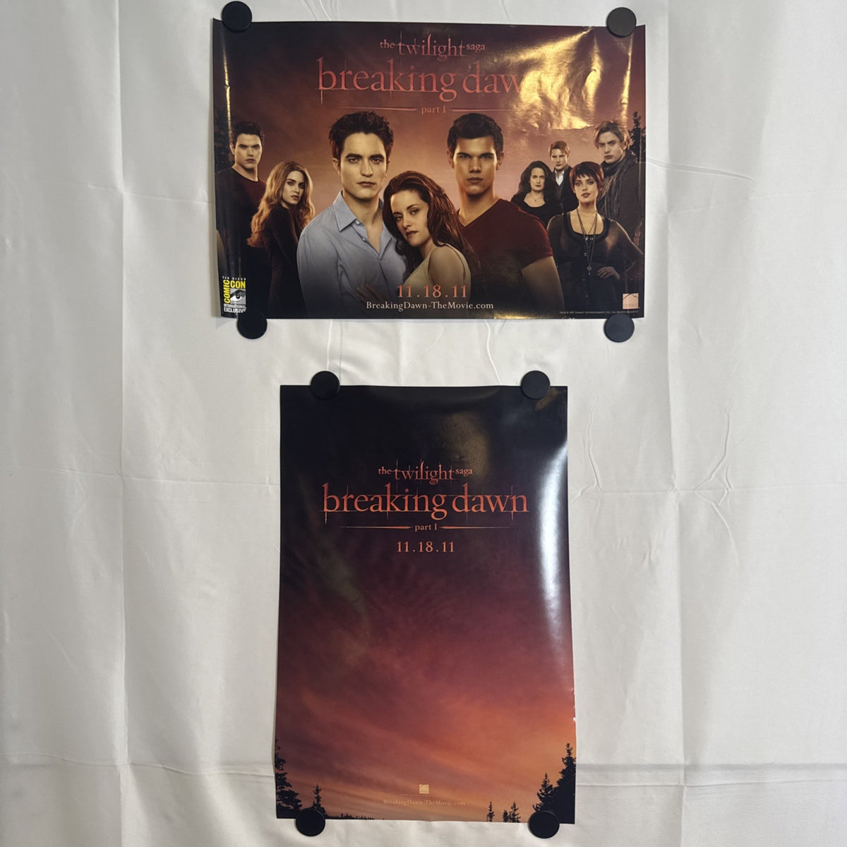 Set of three original 11x17 Twilight Breaking Dawn Part 1 promo posters including SDCC 2011 exclusive ensemble print.