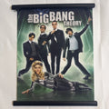 Official The Big Bang Theory retro sci-fi promo fabric wall scroll poster featuring original core cast, 21x15 inches.