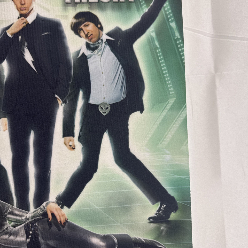 Official The Big Bang Theory retro sci-fi promo fabric wall scroll poster featuring original core cast, 21x15 inches.