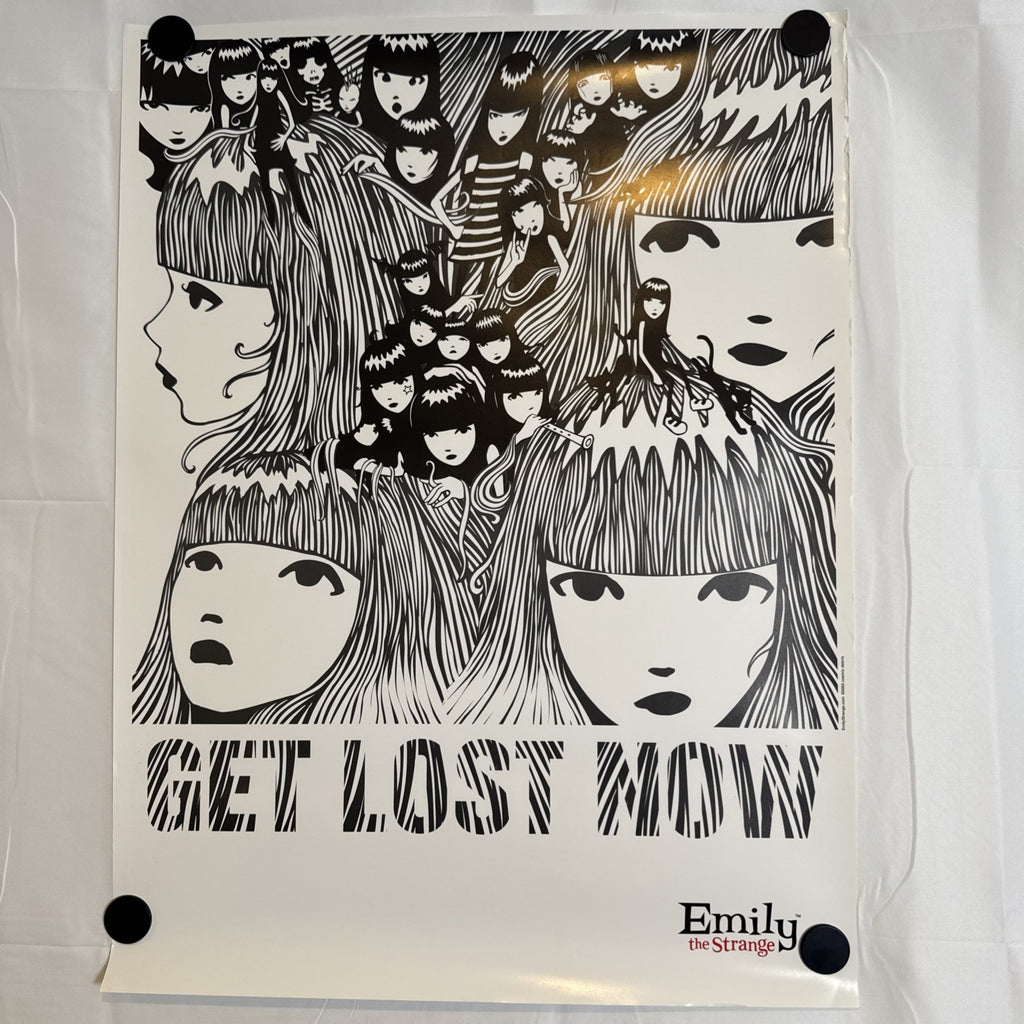 2003 Emily the Strange Get Lost Now 18x24 black and white poster by Cosmic Debris