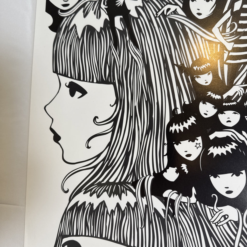 2003 Emily the Strange Get Lost Now 18x24 black and white poster by Cosmic Debris