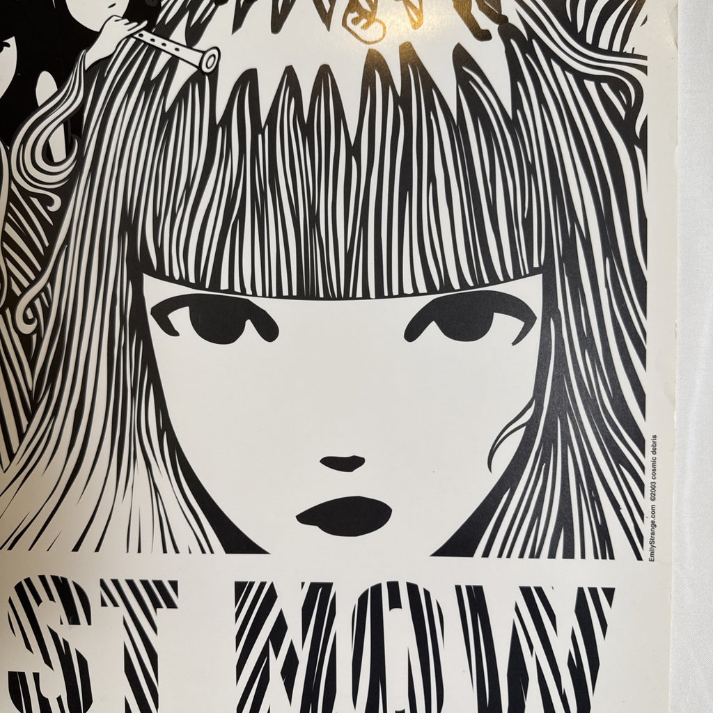 2003 Emily the Strange Get Lost Now 18x24 black and white poster by Cosmic Debris