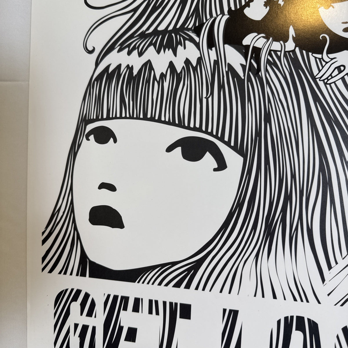 2003 Emily the Strange Get Lost Now 18x24 black and white poster by Cosmic Debris