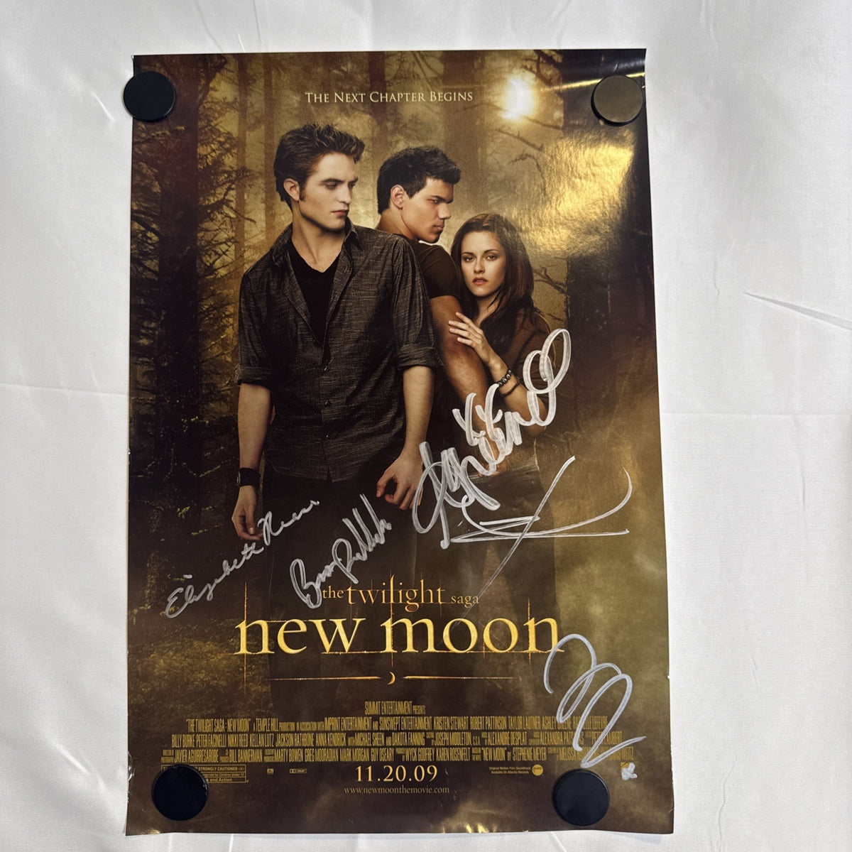 Original 2009 Twilight New Moon promotional 11x17 poster signed in silver marker by cast members.