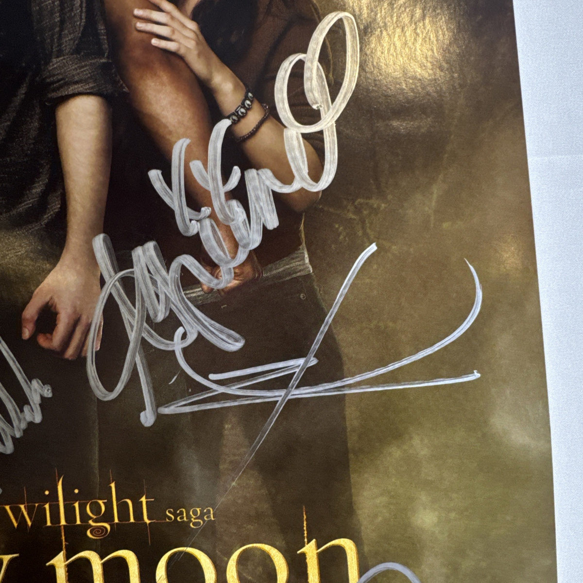 Original 2009 Twilight New Moon promotional 11x17 poster signed in silver marker by cast members.