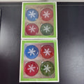 Set of 8 Target Be Merry 2008 glass snowflake Christmas ornaments in red, green, and blue original retail packaging.