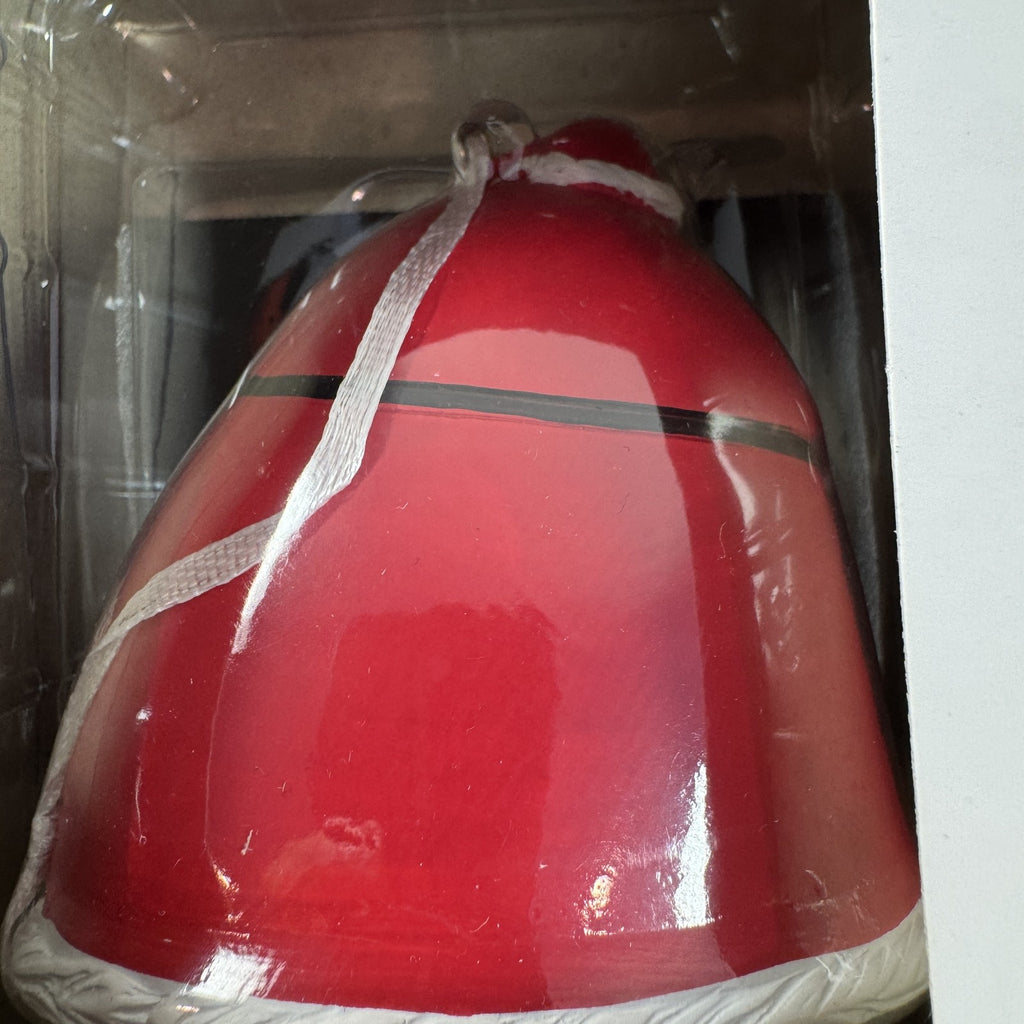 Hallmark Disney Nightmare Before Christmas Sandy Claws resin ornament in red suit holding a candy cane in original box